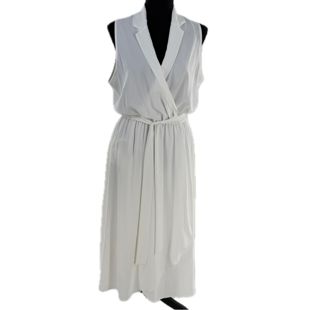 Sheike Australia White Sheer Faux Wrap Sleeveless Midi Dress Size AU 12, US 8 - Picture 15 of 16